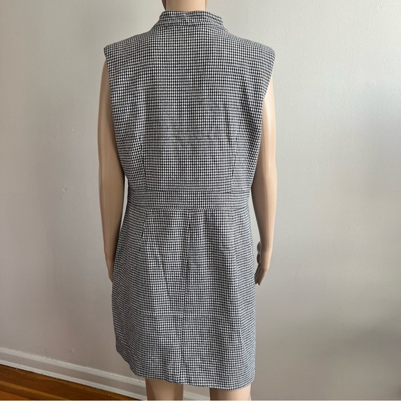 Veronica Beard Leigh Houndstooth Button-Front Mini Dress Black/White Size 12 - Picture 10 of 16